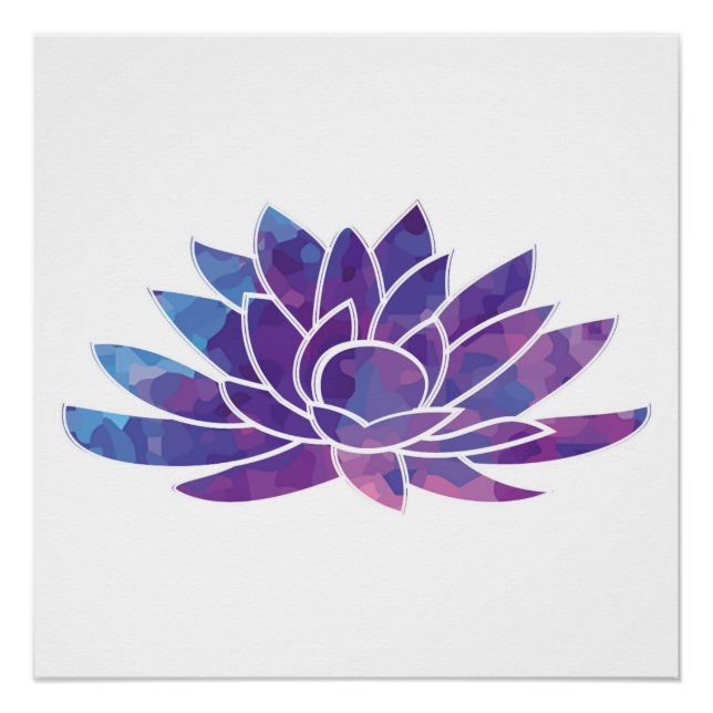 Blue Lotus Purple Lotus Design Flower Art Poster (Front)