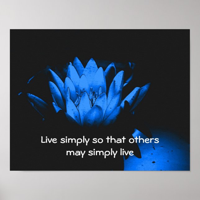 Blue Lotus Simplicity Inspirational Quote Poster (Front)