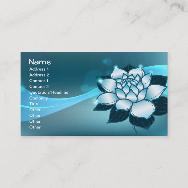 Blue Lotus Spiritual Fine Floral Art Business Card (Front)