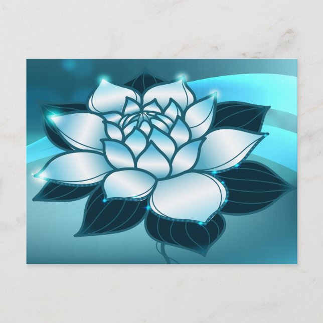 Blue Lotus Spiritual Fine Floral Art Postcard (Front)