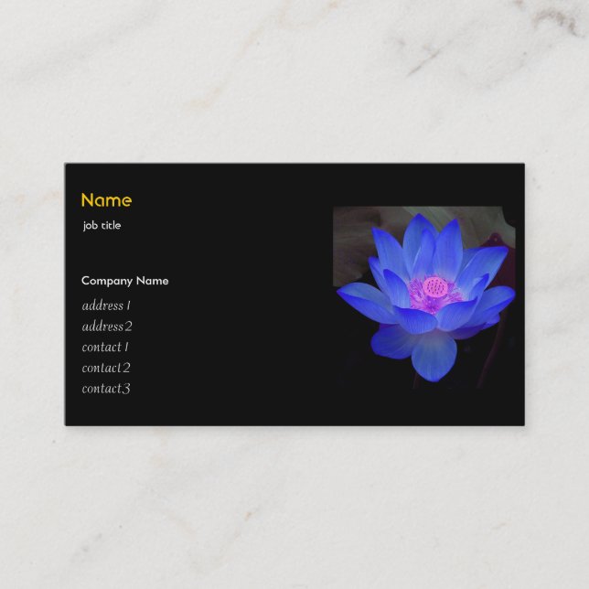 Blue lotus, waterlily business card (Front)