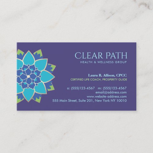 Blue Lotus Wellness Counselor and Natural Health Business Card