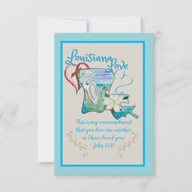 Blue Louisiana Love Note Cards (Front)