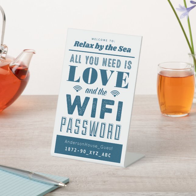 Blue Love and Wifi Home Network and Password Sign (In SItu)