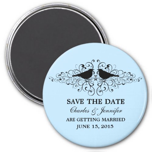 Blue Love Bird Swirls Save the Date Magnet