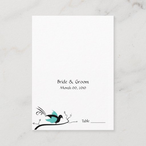 Customizable Blue Love Bird Wedding Placecards Business Card Templates