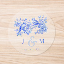 Blue Love Birds Clear Wedding Envelope Seal