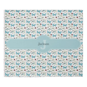 Blue Love Bug Insects Pattern Duvet Cover