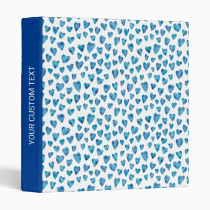 Blue love heart 3 ring binder