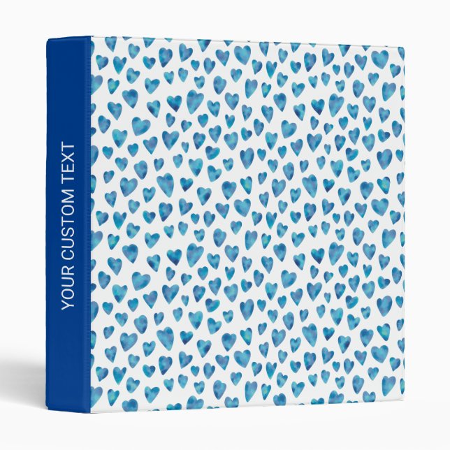 Blue love heart 3 ring binder (Front/Spine)