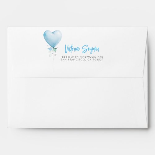 Blue Love Heart Balloon Garland Baby Shower Envelope
