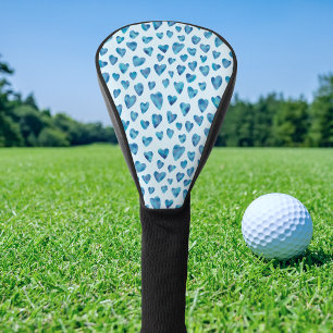 Blue love heart pattern golf head cover