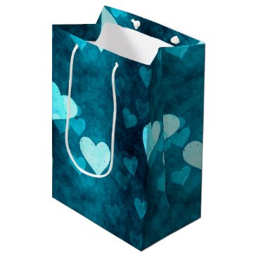 Blue Love Heart Shape Medium Gift Bag