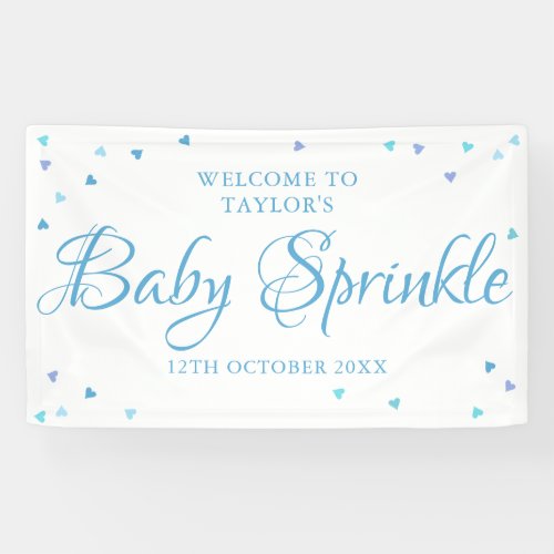 Blue Love Hearts Baby Sprinkle  Shower Welcome Banner