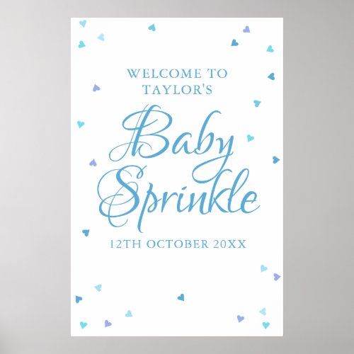 Blue Love Hearts Baby Sprinkle Welcome Sign