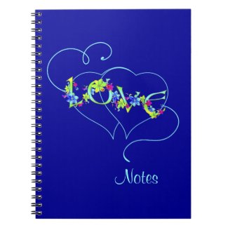 Blue Love Hearts Notes Custom Notebook