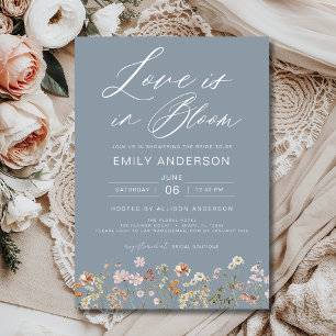 Blue Love is in Bloom Wildflower Bridal Shower Invitation