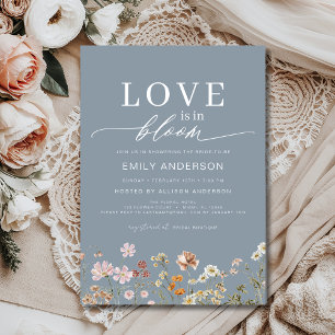 Blue Love is in Bloom Wildflower Bridal Shower Invitation