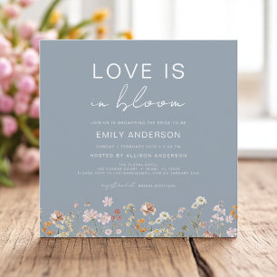 Blue Love is in Bloom Wildflower Bridal Shower Invitation