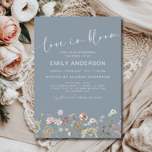 Blue Love is in Bloom Wildflower Bridal Shower Invitation