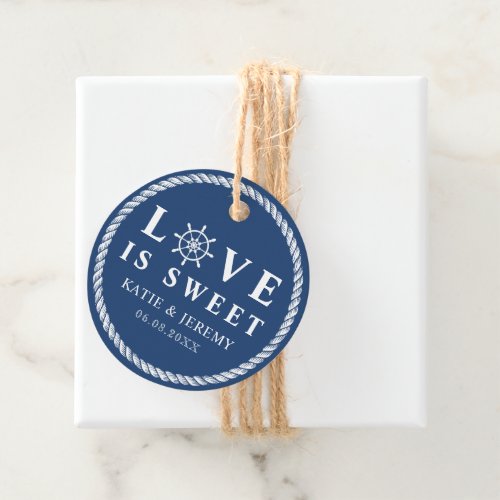 Blue Love Is Sweet Nautical Wedding Favor Tags