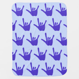 Blue Love Sign Language Hands Baby Blankets