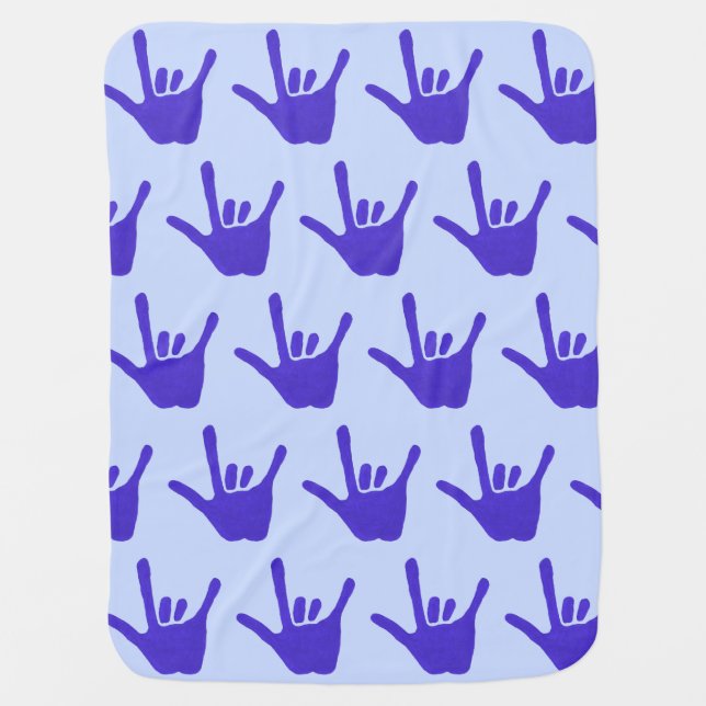 Blue Love Sign Language Hands Baby Blankets (Front)