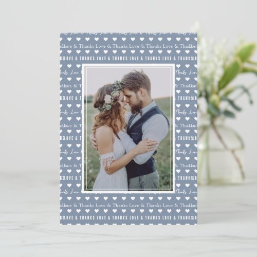 Blue Love  Thanks Photo Wedding Thank You Card