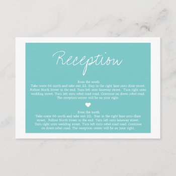 Blue Love  Wedding Direction Reception Cards by AllyJCat at Zazzle