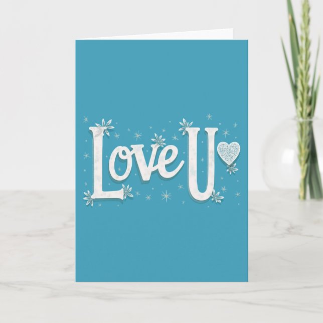 Blue Love You Heart Card (Front)