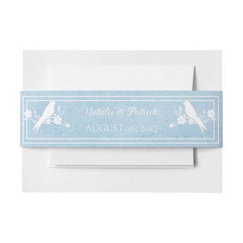 Blue Lovebird Floral Invitation Belly Band