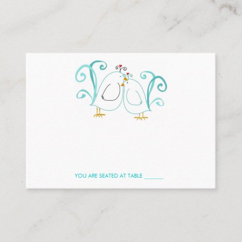 Blue Lovebirds &amp; Blossoms Place Cards Business Card Template
