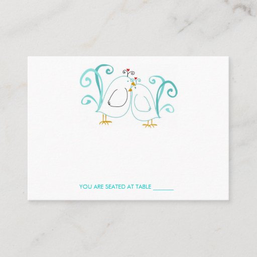 Customizable Blue Lovebirds &amp; Blossoms Place Cards Business Card Template