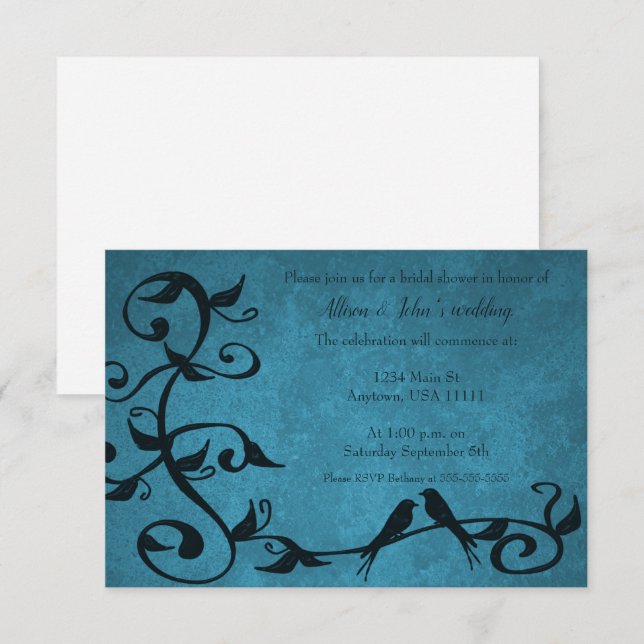Blue Lovebirds Bridal Shower Invite (Front/Back)