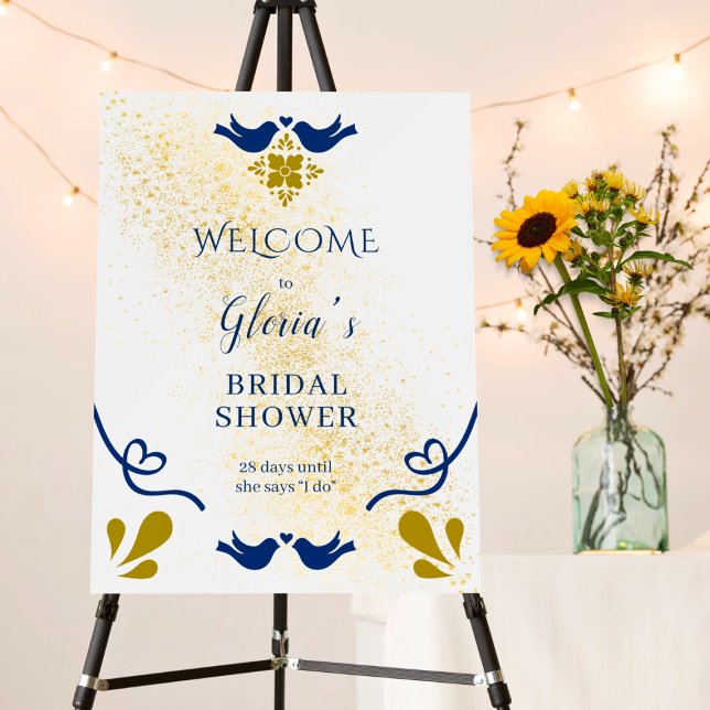 Blue Lovebirds Mexican Bridal Shower Welcome Sign (Creator Uploaded)
