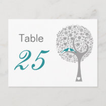 Blue Lovebirds Whimsical Wedding table numbers