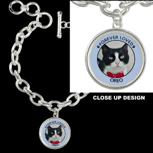 Blue Loved Name and Pawprints Cat Loss Bracelet