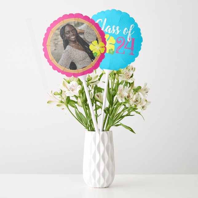 Blue Luau Graduation Photo Back Centerpiece Balloon (Tropical Luau Graduation Collection by BrieezyBoutique 🎓🌺)