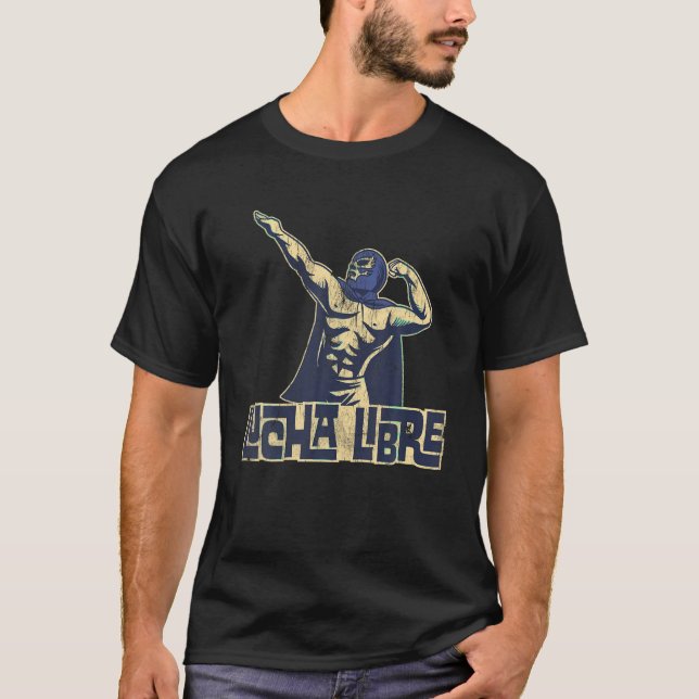 Blue Luchador Lucha Libre Mexican Wrestling T Shir T-Shirt (Front)