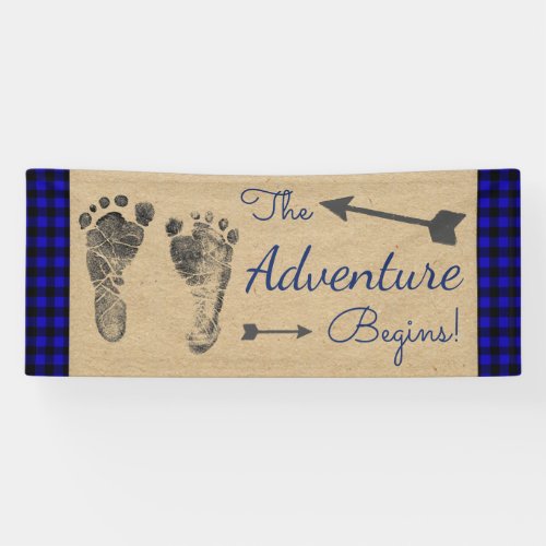 Blue Lumberjack Buffalo Plaid Baby Shower Banner