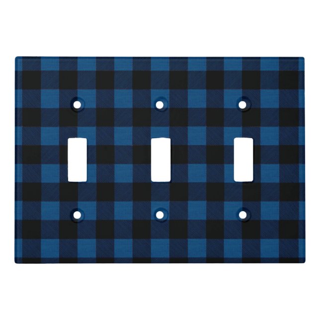 Blue Lumberjack Plaid Light Switch Cover (Front)