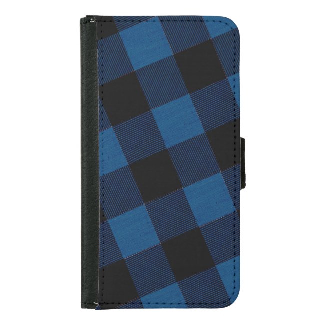 Blue Lumberjack Plaid Samsung Galaxy Wallet Case (Front)