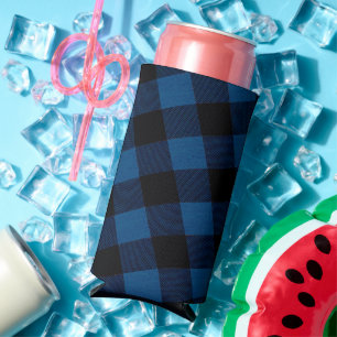 Blue Lumberjack Plaid Seltzer Can Cooler