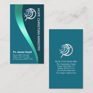 Blue Luminescent Water Ichthus Fish Business Card