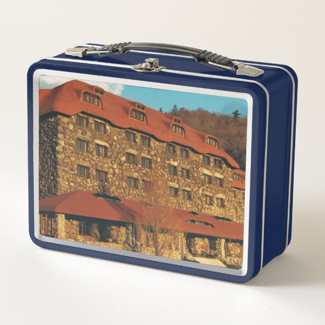 Blue Lunch Box with Grove Park Inn Photo (Front)