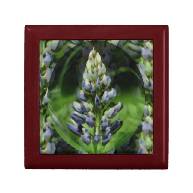 Blue Lupine Flower Abstract Art Keepsake Box (Front)