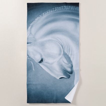 Blue Lusitano Stallion Art Beach Towel