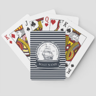 Blue Luxury Boat Family Name Poker Cards