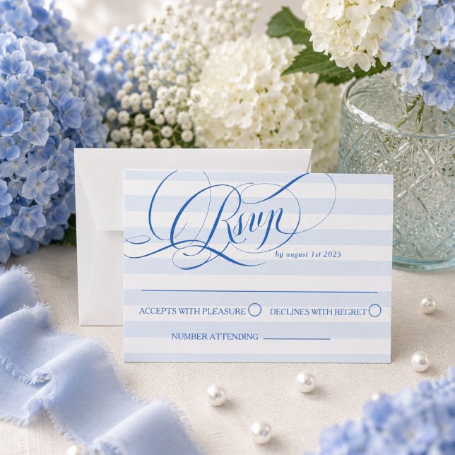 Blue Luxury Calligraphy Wedding RSVP Card (Creator Uploaded)