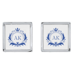 Blue Luxury Crown Monogram Cufflinks